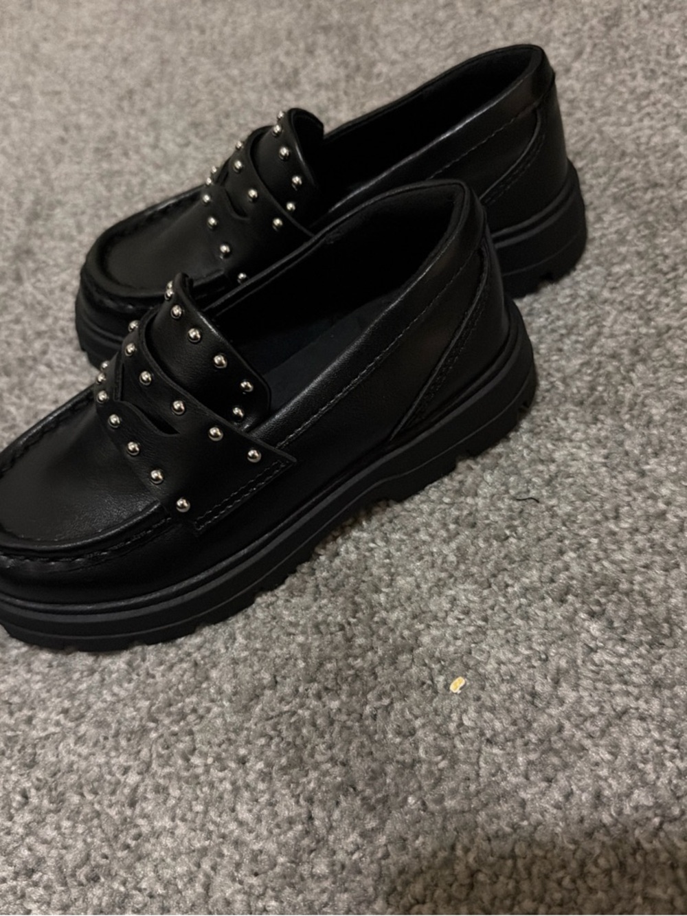 Zara Black Studded Kids Loafers - Picture 2 of 3